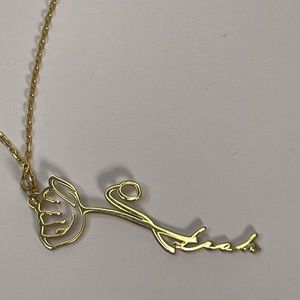 Custom 925 Silver Gold Tone Rose Name Leah Necklace